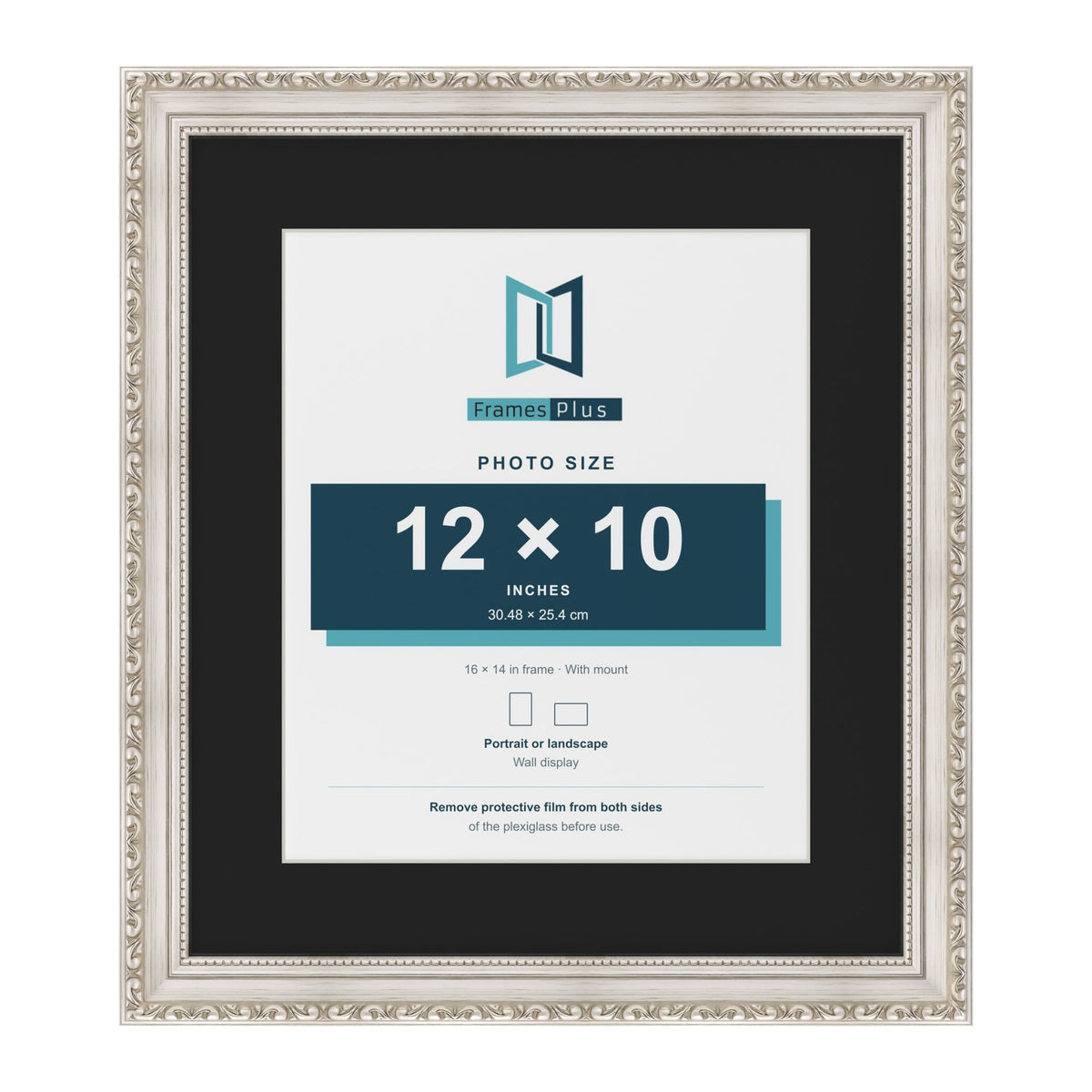 Louis Silver 16 x 14 inch picture frame with a black mount for a 12 x 10 inch photo