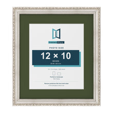 Louis Silver 16 x 14 inch picture frame with a green mount for a 12 x 10 inch photo
