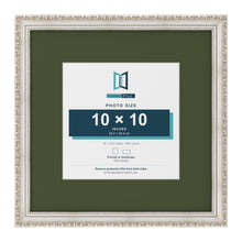 Louis Silver 16 x 16 inch picture frame with a green mount for a 10 x 10 inch photo