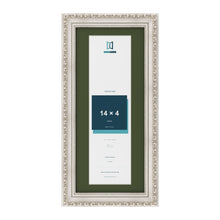 Louis Silver 16 x 7 inch picture frame with a green mount for a 14 x 4 inch photo