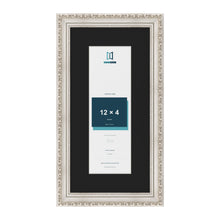 Louis Silver 16 x 8 inch picture frame with a black mount for a 12 x 4 inch photo