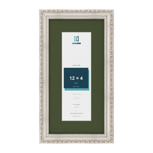 Louis Silver 16 x 8 inch picture frame with a green mount for a 12 x 4 inch photo