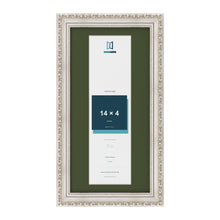 Louis Silver 16 x 8 inch picture frame with a green mount for a 14 x 4 inch photo