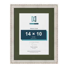 Louis Silver 18 x 14 inch picture frame with a green mount for a 14 x 10 inch photo