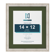 Louis Silver 18 x 16 inch picture frame with a green mount for a 14 x 12 inch photo
