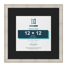 Louis Silver 18 x 18 inch picture frame with a black mount for a 12 x 12 inch photo