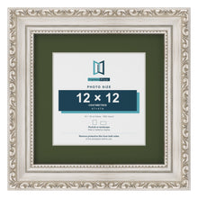 Louis Silver 18 x 18 cm picture frame with a green mount for a 12 x 12 cm photo