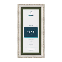 Louis Silver 18 x 8 inch picture frame with a green mount for a 16 x 6 inch photo