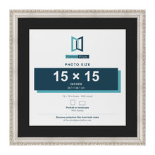 Louis Silver 19 x 19 inch picture frame with a black mount for a 15 x 15 inch photo