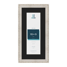 Louis Silver 19 x 9 inch picture frame with a black mount for a 15 x 5 inch photo