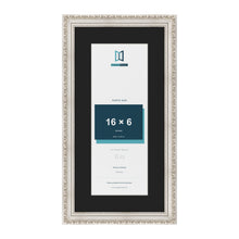 Louis Silver 20 x 10 inch picture frame with a black mount for a 16 x 6 inch photo