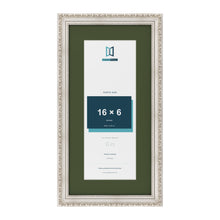 Louis Silver 20 x 10 inch picture frame with a green mount for a 16 x 6 inch photo