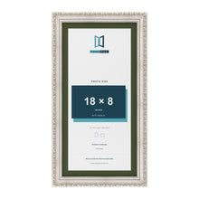 Louis Silver 20 x 10 inch picture frame with a green mount for an 18 x 8 inch photo
