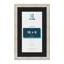 Louis Silver 20 x 12 inch picture frame with a black mount for a 16 x 8 inch photo
