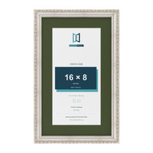 Louis Silver 20 x 12 inch picture frame with a green mount for a 16 x 8 inch photo