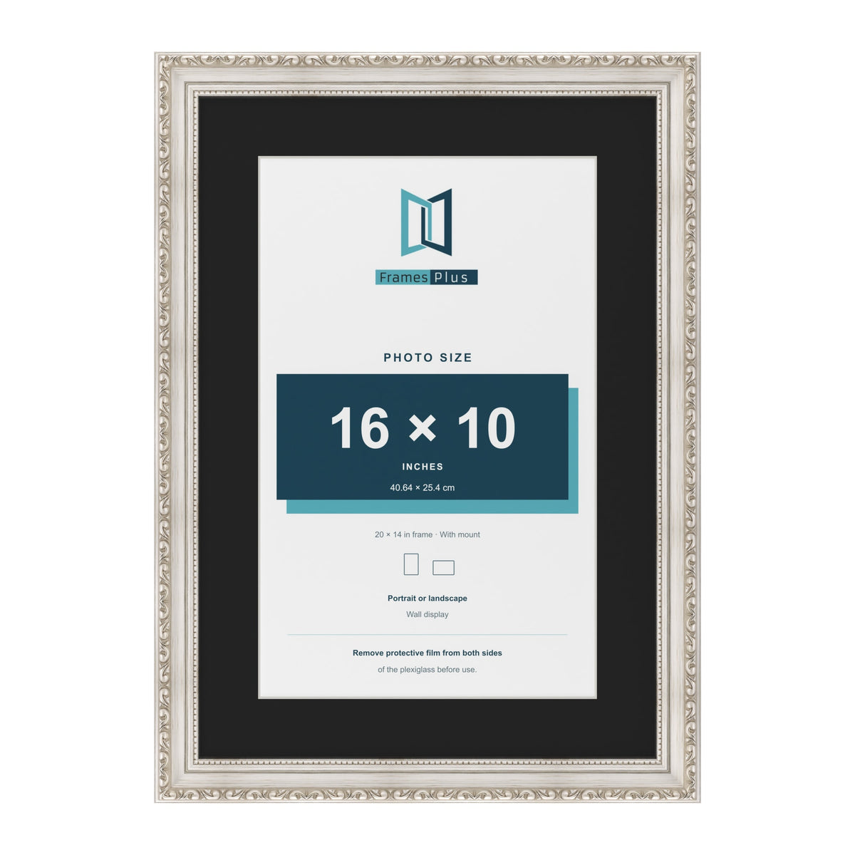 Louis Silver 20 x 14 inch picture frame with a black mount for a 16 x 10 inch photo