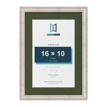 Louis Silver 20 x 14 inch picture frame with a green mount for a 16 x 10 inch photo