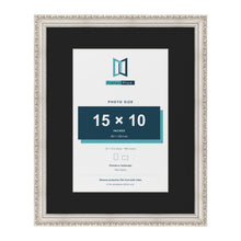 Louis Silver 20 x 16 inch picture frame with a black mount for a 15 x 10 inch photo