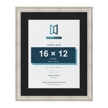 Louis Silver 20 x 16 inch picture frame with a black mount for a 16 x 12 inch photo