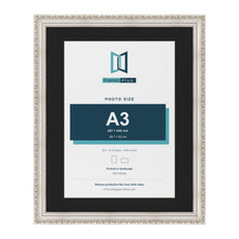Louis Silver 20 x 16 inch picture frame with a black mount for an A3 photo