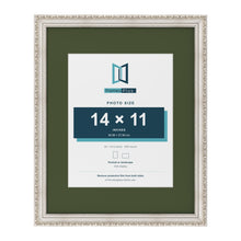Louis Silver 20 x 16 inch picture frame with a green mount for a 14 x 11 inch photo