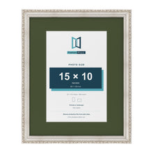 Louis Silver 20 x 16 inch picture frame with a green mount for a 15 x 10 inch photo