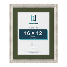 Louis Silver 20 x 16 inch picture frame with a green mount for a 16 x 12 inch photo