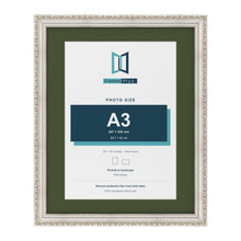 Louis Silver 20 x 16 inch picture frame with a green mount for an A3 photo