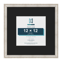 Louis Silver 20 x 20 inch picture frame with a black mount for a 12 x 12 inch photo
