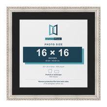 Louis Silver 20 x 20 inch picture frame with a black mount for a 16 x 16 inch photo