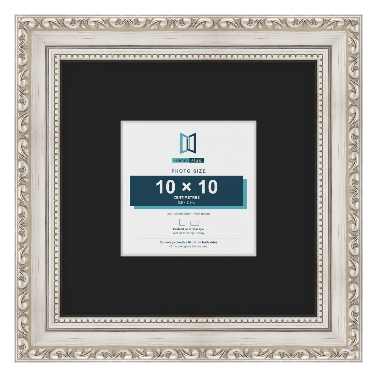 Louis Silver 20 x 20 cm picture frame with a black mount for a 10 x 10 cm photo