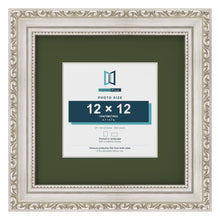Louis Silver 20 x 20 cm picture frame with a green mount for a 12 x 12 cm photo