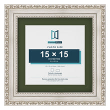 Louis Silver 20 x 20 cm picture frame with a green mount for a 15 x 15 cm photo