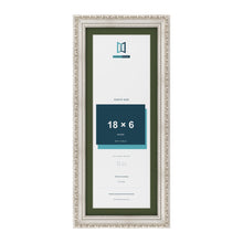Louis Silver 20 x 8 inch picture frame with a green mount for an 18 x 6 inch photo