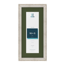 Louis Silver 20 x 9 inch picture frame with a green mount for a 16 x 5 inch photo
