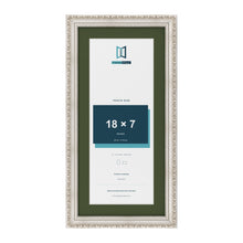 Louis Silver 21 x 10 inch picture frame with a green mount for an 18 x 7 inch photo