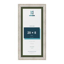Louis Silver 22 x 10 inch picture frame with a green mount for a 20 x 8 inch photo