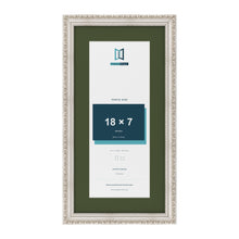 Louis Silver 22 x 11 inch picture frame with a green mount for an 18 x 7 inch photo