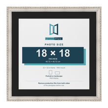 Louis Silver 22 x 22 inch picture frame with a black mount for an 18 x 18 inch photo