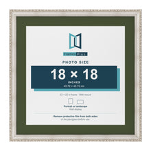 Louis Silver 22 x 22 inch picture frame with a green mount for an 18 x 18 inch photo