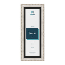 Louis Silver 22 x 8 inch picture frame with a black mount for a 20 x 6 inch photo