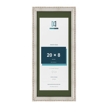 Louis Silver 24 x 10 inch picture frame with a green mount for a 20 x 8 inch photo