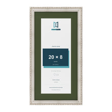 Louis Silver 24 x 12 inch picture frame with a green mount for a 20 x 8 inch photo