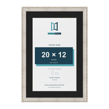 Louis Silver 24 x 16 inch picture frame with a black mount for a 20 x 12 inch photo
