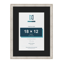Louis Silver 24 x 18 inch picture frame with a black mount for an 18 x 12 inch photo
