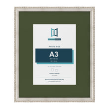 Louis Silver 24 x 20 inch picture frame with a green mount for an A3 photo