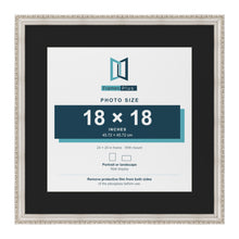 Louis Silver 24 x 24 inch picture frame with a black mount for an 18 x 18 inch photo