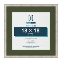 Louis Silver 24 x 24 inch picture frame with a green mount for an 18 x 18 inch photo