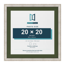 Louis Silver 24 x 24 inch picture frame with a green mount for a 20 x 20 inch photo