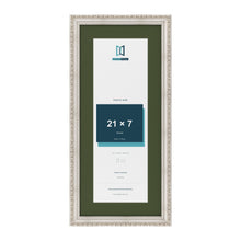 Louis Silver 25 x 11 inch picture frame with a green mount for a 21 x 7 inch photo